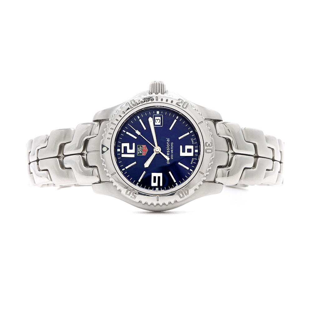 電池交換済 TAG Heuer タグホイヤー リンク プロフェッショナル WT1213 デイト 200m防水 青 ブルー SS ステンレス メンズ ボーイズ クォーツ【6ヶ月保証】【腕時計】【中古】