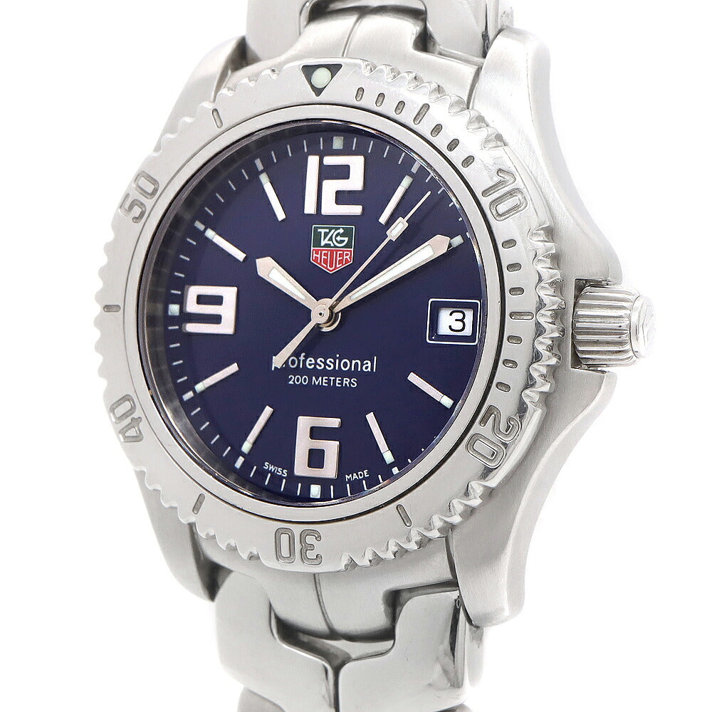 電池交換済 TAG Heuer タグホイヤー リンク プロフェッショナル WT1213 デイト 200m防水 青 ブルー SS ステンレス メンズ ボーイズ クォーツ【6ヶ月保証】【腕時計】【中古】