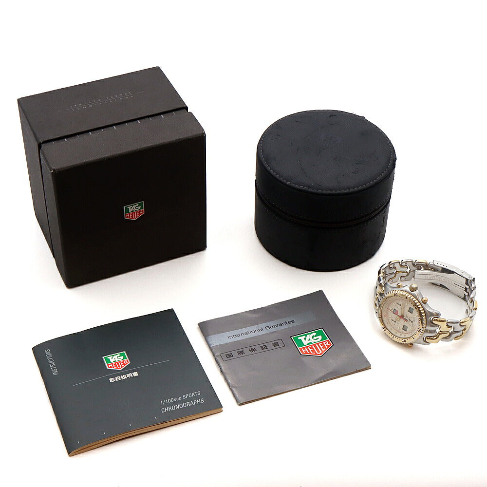 電池交換済 TAG Heuer タグホイヤー セナモデル S/el セル プロフェッショナル クロノグラフ CG1123-0 デイト 200m防水 アイボリー SS ステンレス YGP イエローゴールド コンビ メンズ デジアナ クォーツ【6ヶ月保証】【腕時計】【中古】