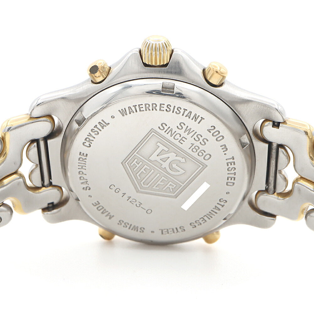 電池交換済 TAG Heuer タグホイヤー セナモデル S/el セル プロフェッショナル クロノグラフ CG1123-0 デイト 200m防水 アイボリー SS ステンレス YGP イエローゴールド コンビ メンズ デジアナ クォーツ【6ヶ月保証】【腕時計】【中古】