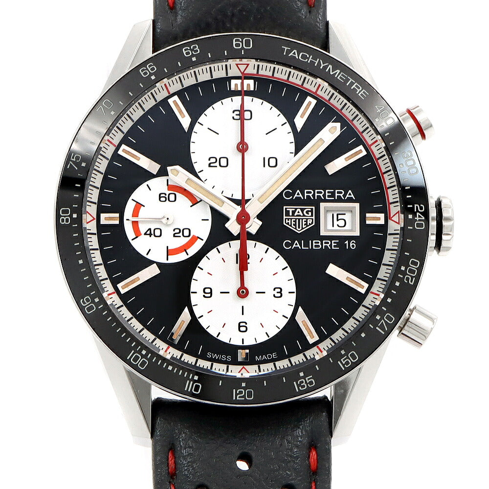 内部点検済 TAG Heuer タグホイヤー カレラ キャリバー16 クロノグラフ CV201AP FC6429 デイト 100m防水 スモールセコンド 白 ホワイト 黒 ブラック SS ステンレス 純正ベルト 純正尾錠 メンズ 自動巻き【6ヶ月保証】【腕時計】【中古】