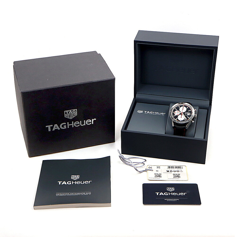 内部点検済 TAG Heuer タグホイヤー カレラ キャリバー16 クロノグラフ CV201AP FC6429 デイト 100m防水 スモールセコンド 白 ホワイト 黒 ブラック SS ステンレス 純正ベルト 純正尾錠 メンズ 自動巻き【6ヶ月保証】【腕時計】【中古】