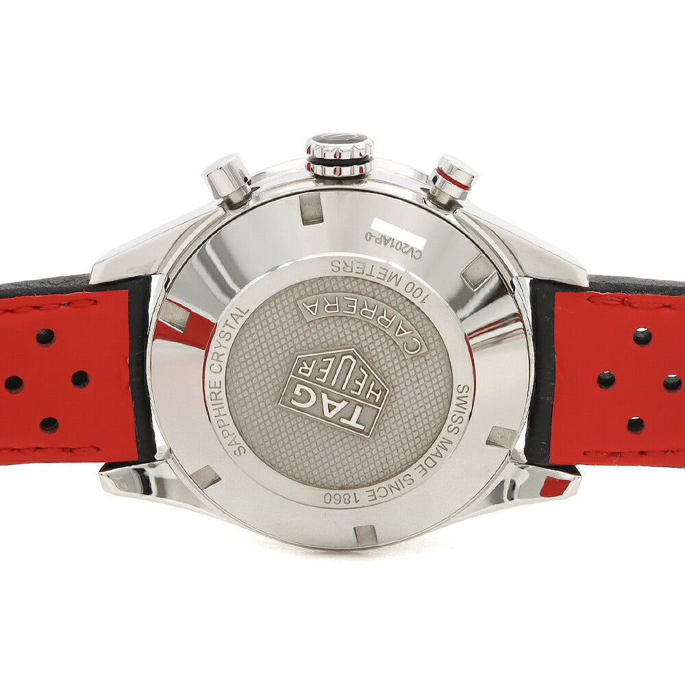内部点検済 TAG Heuer タグホイヤー カレラ キャリバー16 クロノグラフ CV201AP FC6429 デイト 100m防水 スモールセコンド 白 ホワイト 黒 ブラック SS ステンレス 純正ベルト 純正尾錠 メンズ 自動巻き【6ヶ月保証】【腕時計】【中古】