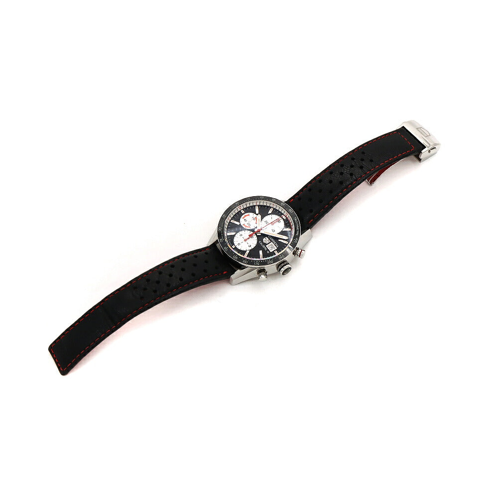 内部点検済 TAG Heuer タグホイヤー カレラ キャリバー16 クロノグラフ CV201AP FC6429 デイト 100m防水 スモールセコンド 白 ホワイト 黒 ブラック SS ステンレス 純正ベルト 純正尾錠 メンズ 自動巻き【6ヶ月保証】【腕時計】【中古】