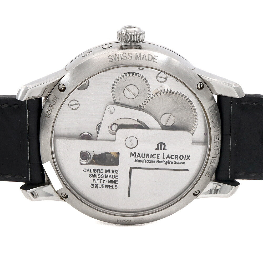 内部点検済 MAURICE LACROIX モーリスラクロア マスターピース カレンドリエ レトログラード MP6528 SS001 130 デイデイト ムーンフェイズ パワーリザーブ 裏スケ 50m防水 シルバー SS ステンレス 純正尾錠 メンズ 自動巻き 【6ヶ月保証】【腕時計】【中古】