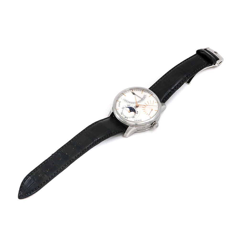 内部点検済 MAURICE LACROIX モーリスラクロア マスターピース カレンドリエ レトログラード MP6528 SS001 130 デイデイト ムーンフェイズ パワーリザーブ 裏スケ 50m防水 シルバー SS ステンレス 純正尾錠 メンズ 自動巻き 【6ヶ月保証】【腕時計】【中古】
