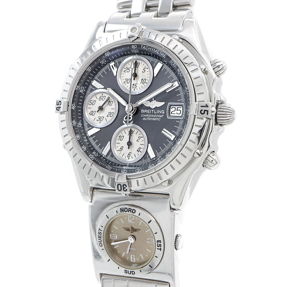 BREITLING ブライトリング ブラックバード クロノグラフ A13350 A61172 デイト 100m防水 グレー SS ステンレス メンズ 自動巻き【6ヶ月保証】【腕時計】【中古】