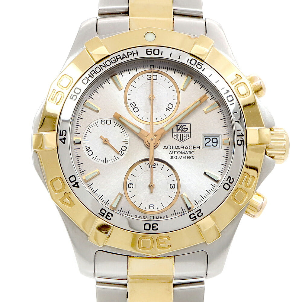 TAG Heuer タグホイヤー アクアレーサー クロノグラフ CAF2120 デイト スモールセコンド 300m防水 シルバー SS ステンレス YGP イエローゴールド コンビ メンズ 自動巻き【6ヶ月保証】【腕時計】【中古】