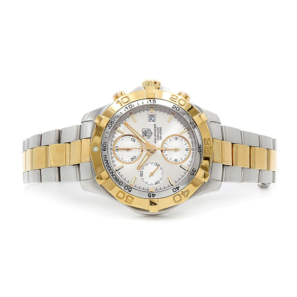 TAG Heuer タグホイヤー アクアレーサー クロノグラフ CAF2120 デイト スモールセコンド 300m防水 シルバー SS ステンレス YGP イエローゴールド コンビ メンズ 自動巻き【6ヶ月保証】【腕時計】【中古】