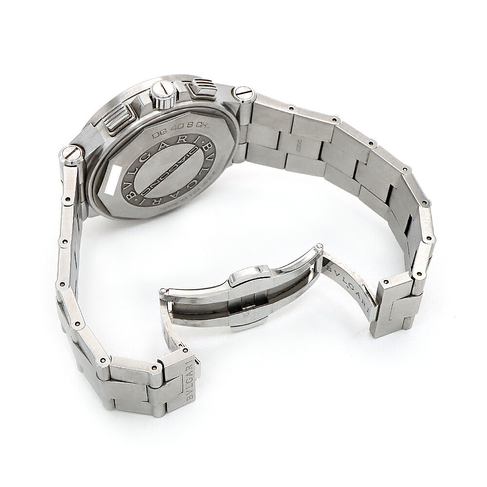 内部点検済 BVLGARI ブルガリ ディアゴノ クロノグラフ DG40SCH デイト スモールセコンド 白 ホワイト SS ステンレス メンズ 自動巻き【6ヶ月保証】【腕時計】【中古】