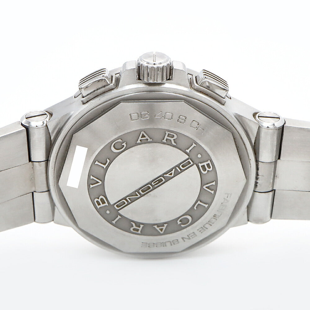 内部点検済 BVLGARI ブルガリ ディアゴノ クロノグラフ DG40SCH デイト スモールセコンド 白 ホワイト SS ステンレス メンズ 自動巻き【6ヶ月保証】【腕時計】【中古】
