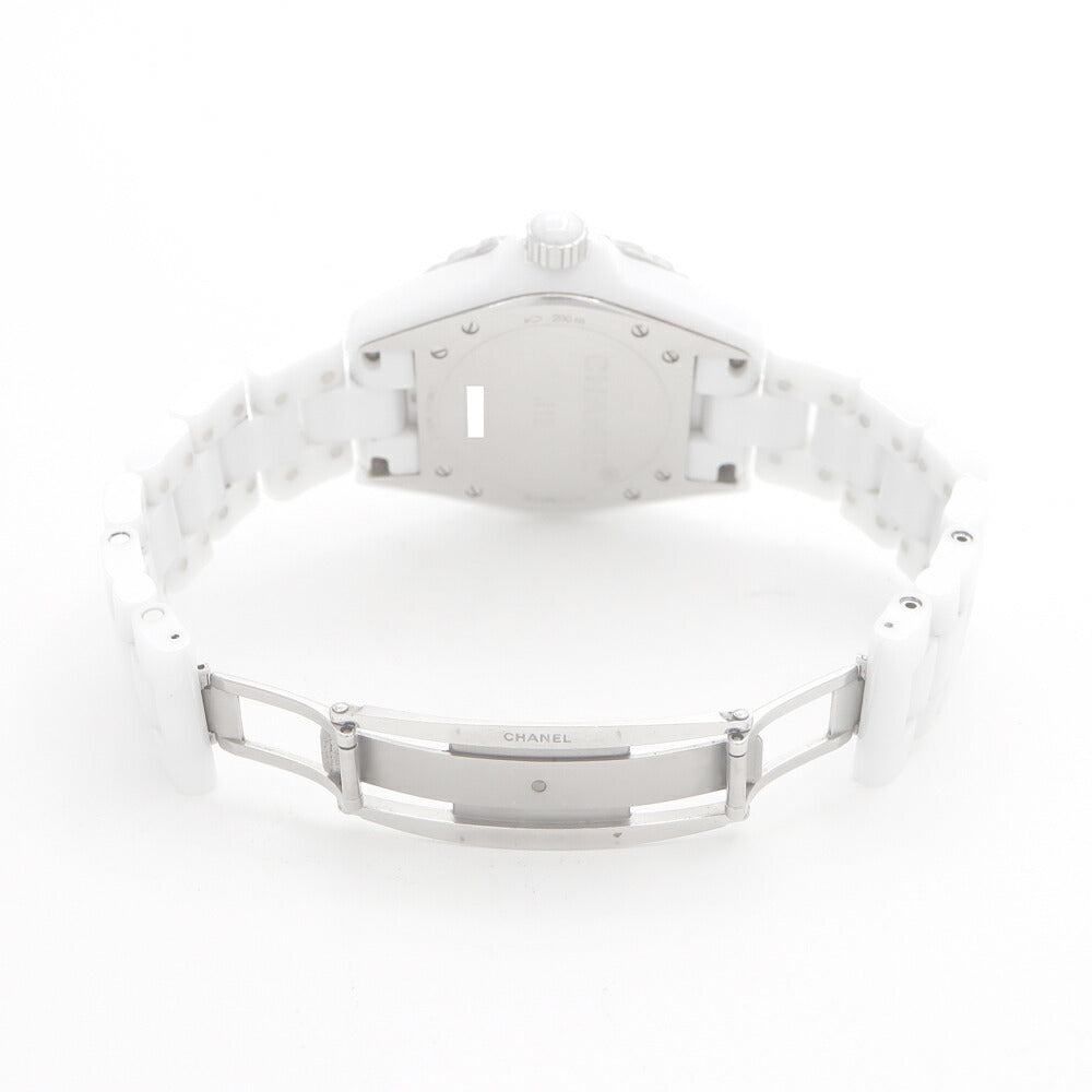 CHANEL シャネル J12 38mm 2重ダイヤベゼル H1996 ダイヤモンド 12Pダイヤ デイト 200m防水 白 ホワイト CE セラミック SS ステンレス アフターダイヤ メンズ 自動巻き【6ヶ月保証】【腕時計】【中古】