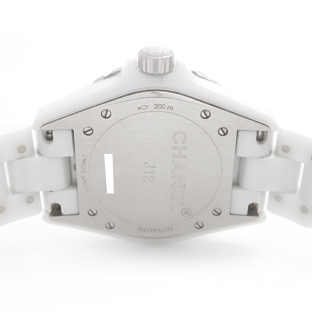 CHANEL シャネル J12 38mm 2重ダイヤベゼル H1996 ダイヤモンド 12Pダイヤ デイト 200m防水 白 ホワイト CE セラミック SS ステンレス アフターダイヤ メンズ 自動巻き【6ヶ月保証】【腕時計】【中古】