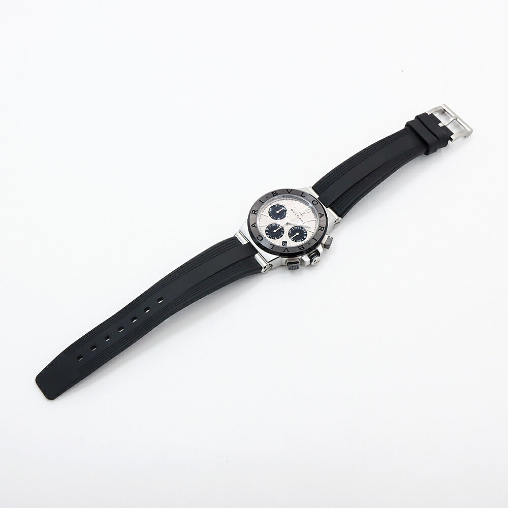 BVLGARI ブルガリ ディアゴノ クロノグラフ DG37SCCH デイト シルバー SS ステンレス CE セラミック コンビ 純正ベルト 純正尾錠 メンズ 自動巻き【6ヶ月保証】【腕時計】【中古】