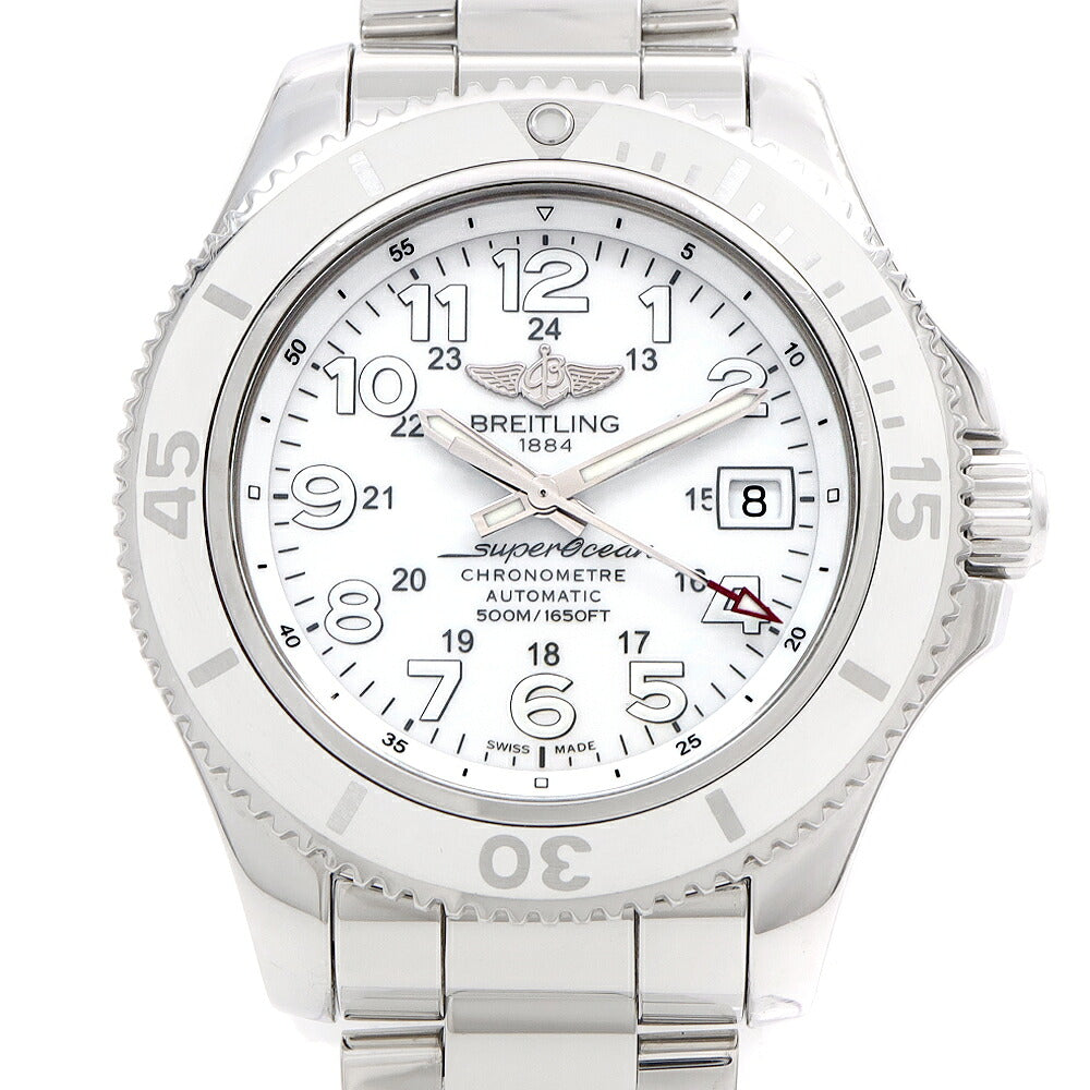 BREITLING ブライトリング スーパーオーシャンII 42 A17365 500m防水 デイト 白 ホワイト SS ステンレス メンズ 自動巻き【6ヶ月保証】【腕時計】【中古】