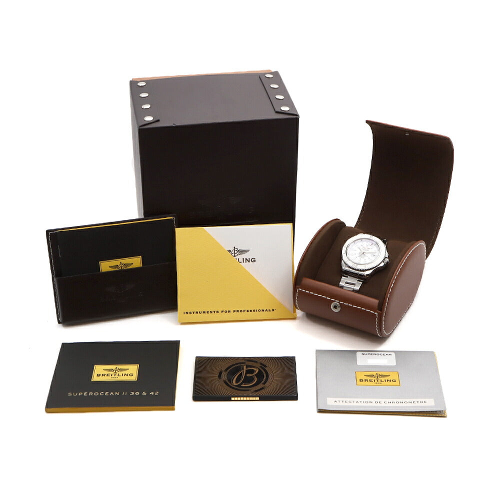 BREITLING ブライトリング スーパーオーシャンII 42 A17365 500m防水 デイト 白 ホワイト SS ステンレス メンズ 自動巻き【6ヶ月保証】【腕時計】【中古】