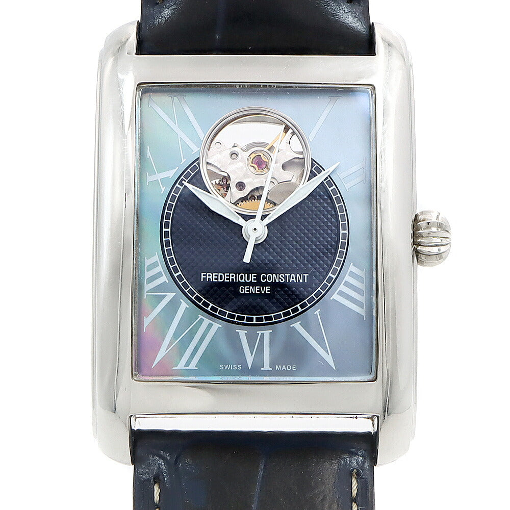 FREDERIQUE CONSTANT フレデリックコンスタント クラシック カレ オートマチック ハートビート 300本限定 FC-310MPN4S36 オープンハート 裏スケ 30m防水 黒 ブラックシェル SS ステンレス 純正ベルト 純正尾錠 メンズ 自動巻き【6ヶ月保証】【腕時計】【中古】