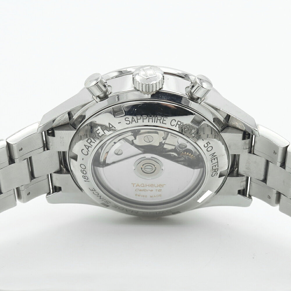 TAG Heuer タグホイヤー カレラ キャリバー16 クロノグラフ CV2016 デイト 裏スケ 50ｍ防水 スモールセコンド タキメーター 黒 ブラック SS ステンレス メンズ 自動巻き【6ヶ月保証】【腕時計】【中古】