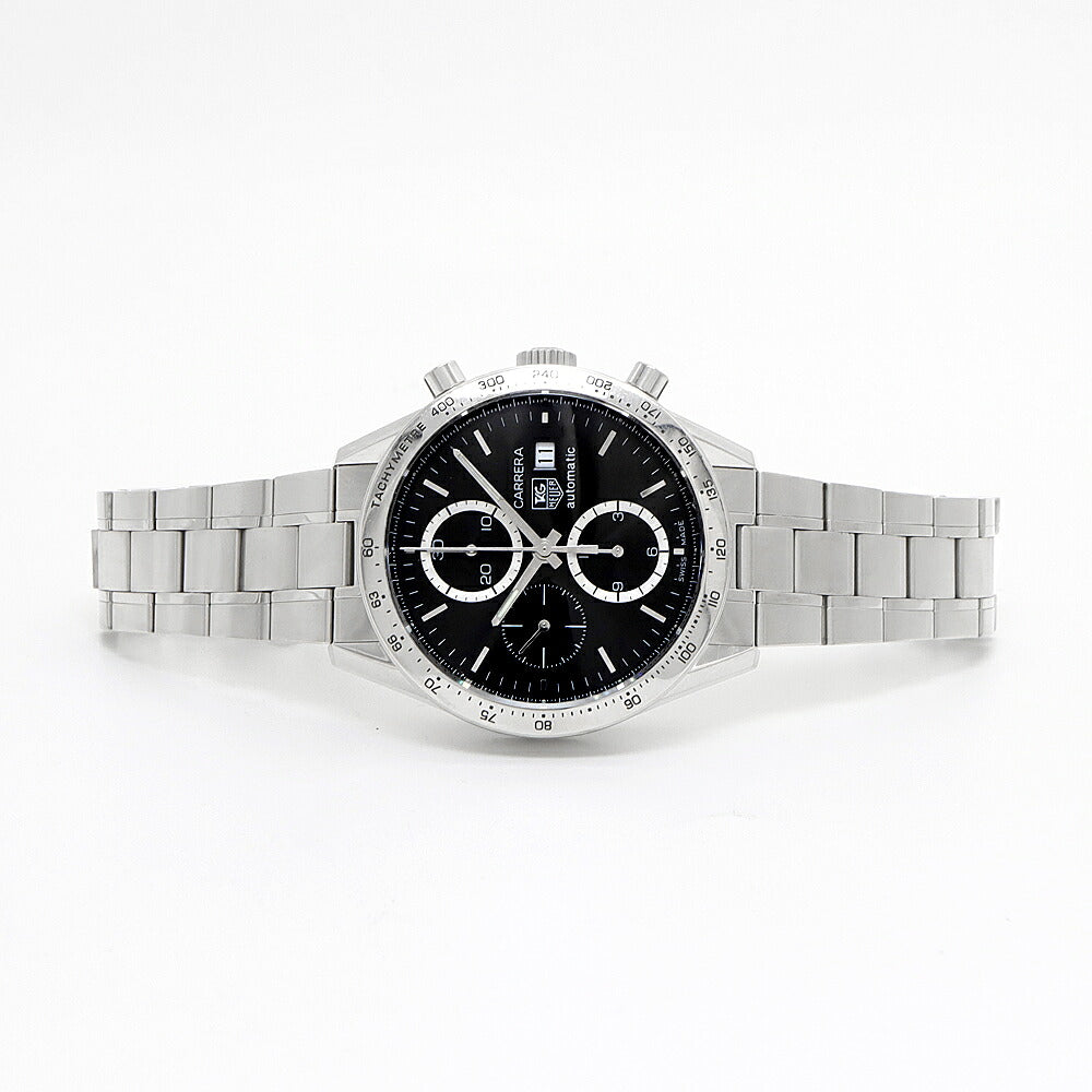 TAG Heuer タグホイヤー カレラ キャリバー16 クロノグラフ CV2016 デイト 裏スケ 50ｍ防水 スモールセコンド タキメーター 黒 ブラック SS ステンレス メンズ 自動巻き【6ヶ月保証】【腕時計】【中古】