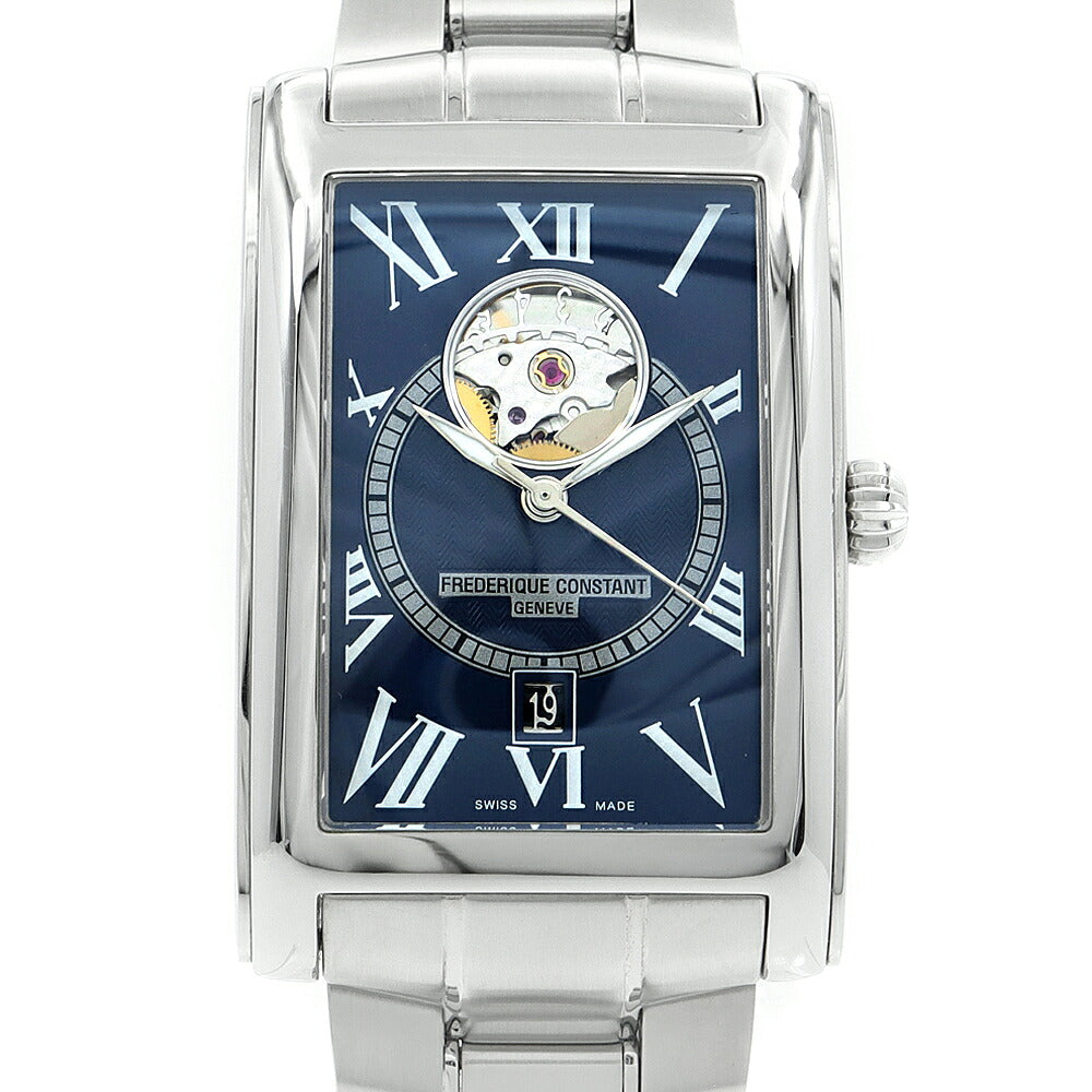 内部点検済 FREDERIQUE CONSTANT フレデリックコンスタント クラシック カレ オートマチック ハートビート 日本限定 FC-303/310/315X4C4/5/6 FC-315DNS4C26B デイト オープンハート 裏スケ 30m防水 ネイビー SS ステンレス メンズ 自動巻き【6ヶ月保証】【腕時計】【中古】