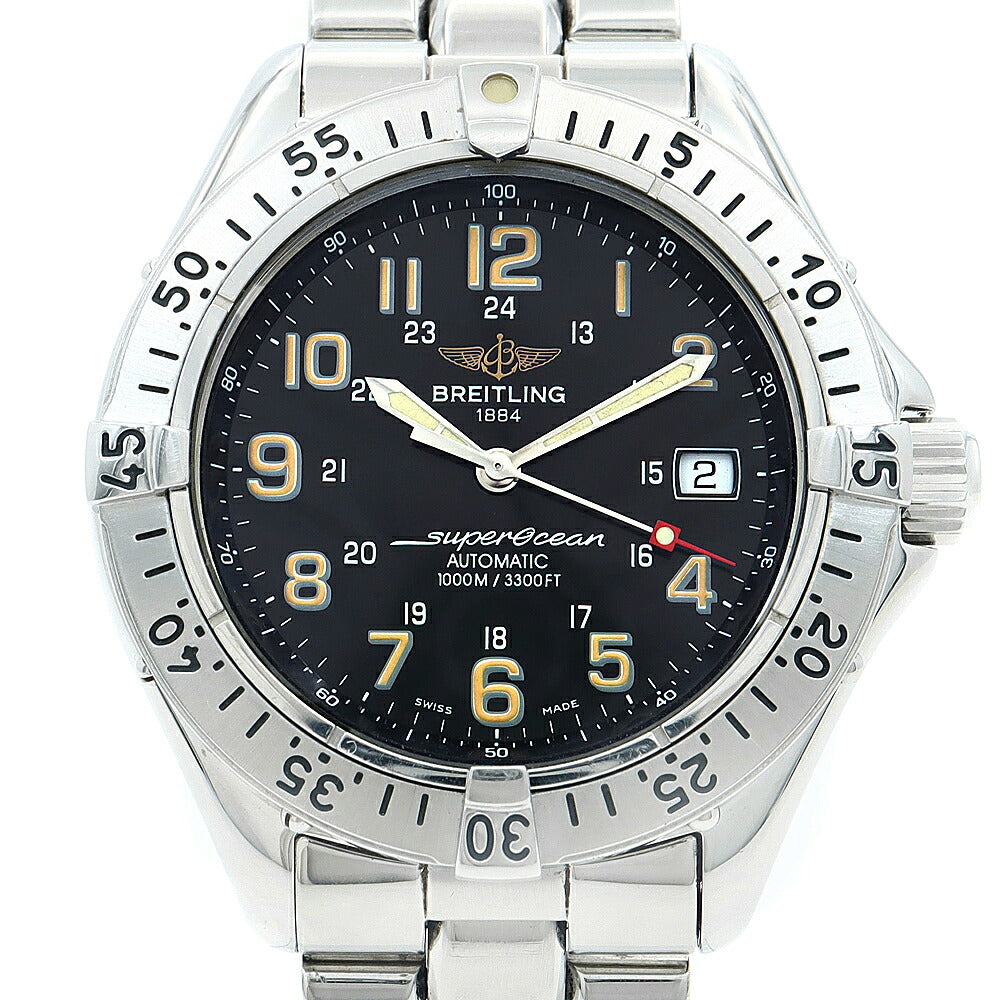 内部点検済 BREITLING ブライトリング スーパーオーシャン A17040 デイト 1000m防水 黒 ブラック SS ステンレス メンズ 自動巻き【6ヶ月保証】【腕時計】【中古】