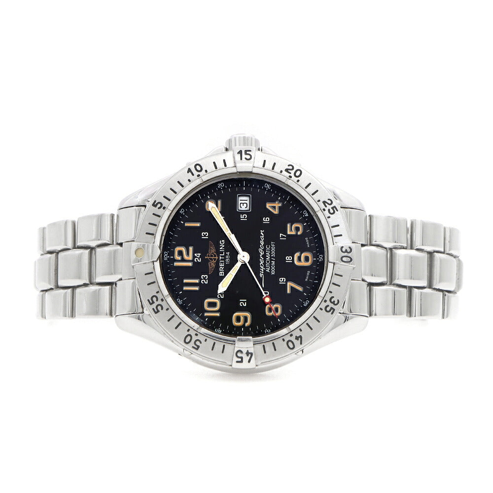 内部点検済 BREITLING ブライトリング スーパーオーシャン A17040 デイト 1000m防水 黒 ブラック SS ステンレス メンズ 自動巻き【6ヶ月保証】【腕時計】【中古】