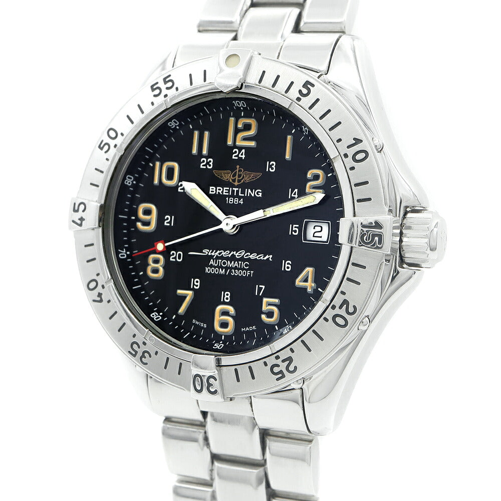 内部点検済 BREITLING ブライトリング スーパーオーシャン A17040 デイト 1000m防水 黒 ブラック SS ステンレス メンズ 自動巻き【6ヶ月保証】【腕時計】【中古】