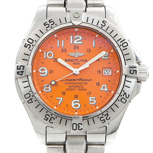 BREITLING ブライトリング スーパーオーシャン A17360 デイト 1500m防水 オレンジ  SS ステンレス メンズ 自動巻き【6ヶ月保証】【腕時計】【中古】