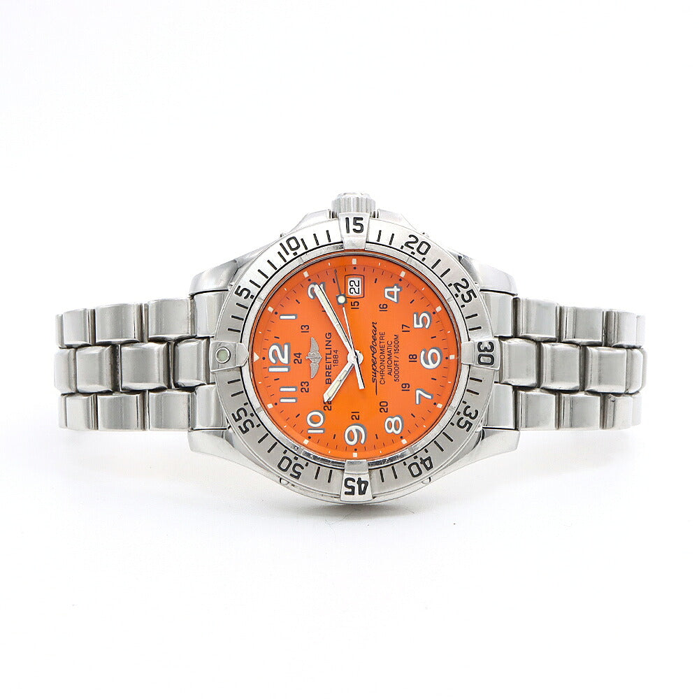 BREITLING ブライトリング スーパーオーシャン A17360 デイト 1500m防水 オレンジ  SS ステンレス メンズ 自動巻き【6ヶ月保証】【腕時計】【中古】