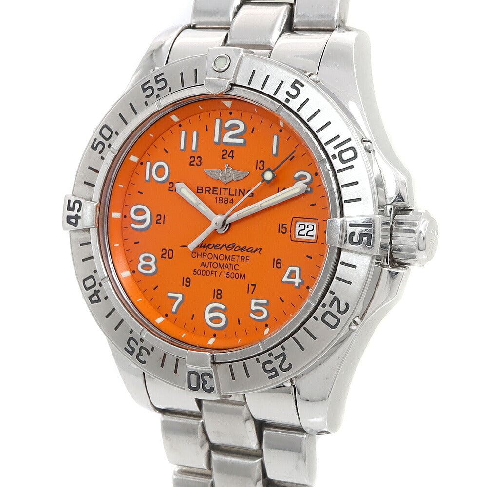 BREITLING ブライトリング スーパーオーシャン A17360 デイト 1500m防水 オレンジ  SS ステンレス メンズ 自動巻き【6ヶ月保証】【腕時計】【中古】