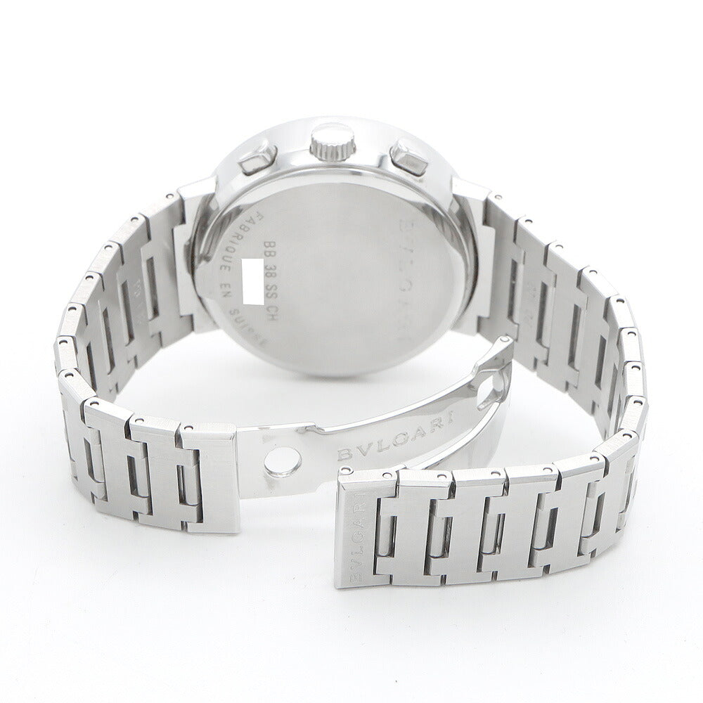 内部点検済 BVLGARI ブルガリ ブルガリブルガリ クロノグラフ BB38SSCH デイト 30m防水 黒 ブラック SS ステンレス メンズ 自動巻き【6ヶ月保証】【腕時計】【中古】