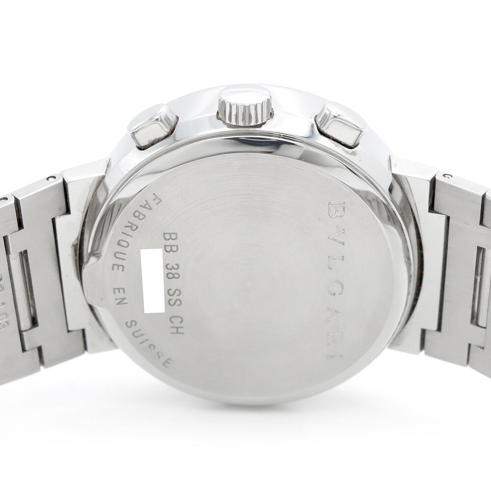 内部点検済 BVLGARI ブルガリ ブルガリブルガリ クロノグラフ BB38SSCH デイト 30m防水 黒 ブラック SS ステンレス メンズ 自動巻き【6ヶ月保証】【腕時計】【中古】