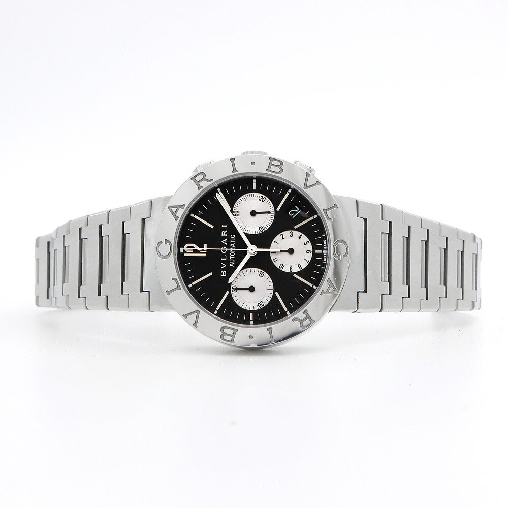 内部点検済 BVLGARI ブルガリ ブルガリブルガリ クロノグラフ BB38SSCH デイト 30m防水 黒 ブラック SS ステンレス メンズ 自動巻き【6ヶ月保証】【腕時計】【中古】