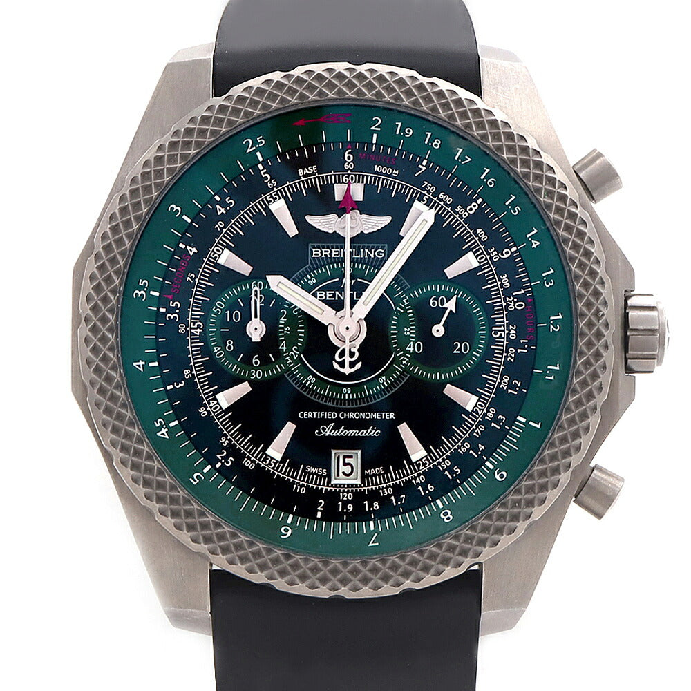 BREITLING ブライトリング ベントレー スーパースポーツ ライトボディ リミテッド 世界1000本限定 E27365 クロノグラフ 100m防水 デイト 黒 ブラック 緑 グリーン TI チタン メンズ 自動巻き【自社保証6ヶ月】【腕時計】【中古】