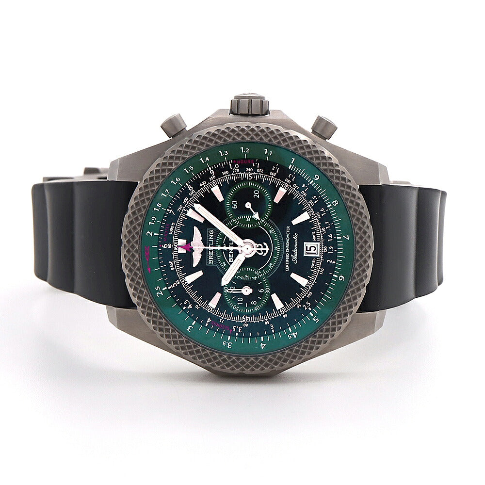 BREITLING ブライトリング ベントレー スーパースポーツ ライトボディ リミテッド 世界1000本限定 E27365 クロノグラフ 100m防水 デイト 黒 ブラック 緑 グリーン TI チタン メンズ 自動巻き【自社保証6ヶ月】【腕時計】【中古】