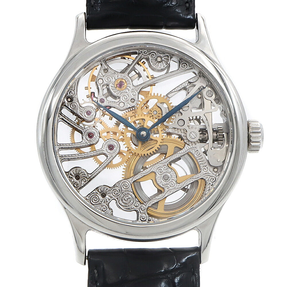 内部点検済 Jacques Etoile ジャッケ エトアール ユニタス 316L 30m防水 スケルトン SS ステンレス 純正ベルト 純正尾錠 メンズ 手巻き【6ヶ月保証】【腕時計】【中古】