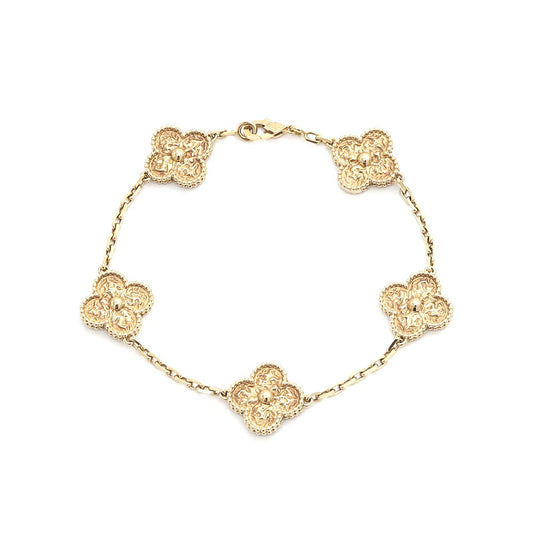 VanCleef&Arpels ヴァンクリーフ＆アーペル ヴィンテージアルハンブラ ブレスレット 5モチーフ VCARO1IE00 K18YG イエローゴールド 金無垢 メンズ【ジュエリー】【中古】