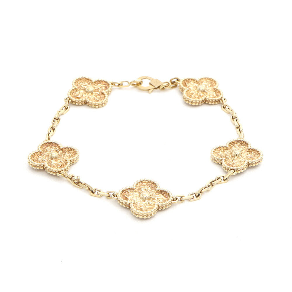 VanCleef&Arpels ヴァンクリーフ＆アーペル ヴィンテージアルハンブラ ブレスレット 5モチーフ VCARO1IE00 K18YG イエローゴールド 金無垢 メンズ【ジュエリー】【中古】