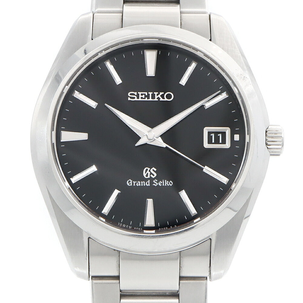 電池交換済 SEIKO セイコー GS グランドセイコー ヘリテージコレクション 9F82-0AF0 デイト 100m防水 黒 ブラック SS ステンレス メンズ クォーツ【6ヶ月保証】【腕時計】【中古】