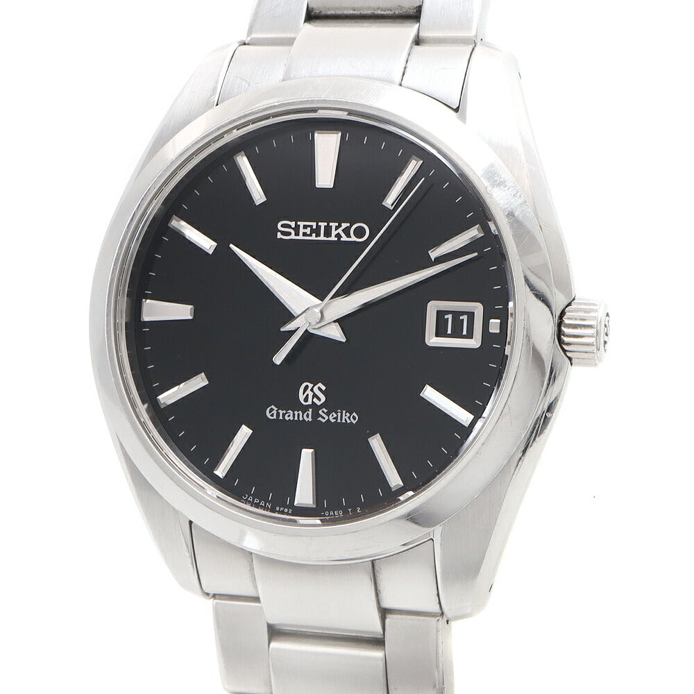 電池交換済 SEIKO セイコー GS グランドセイコー ヘリテージコレクション 9F82-0AF0 デイト 100m防水 黒 ブラック SS ステンレス メンズ クォーツ【6ヶ月保証】【腕時計】【中古】
