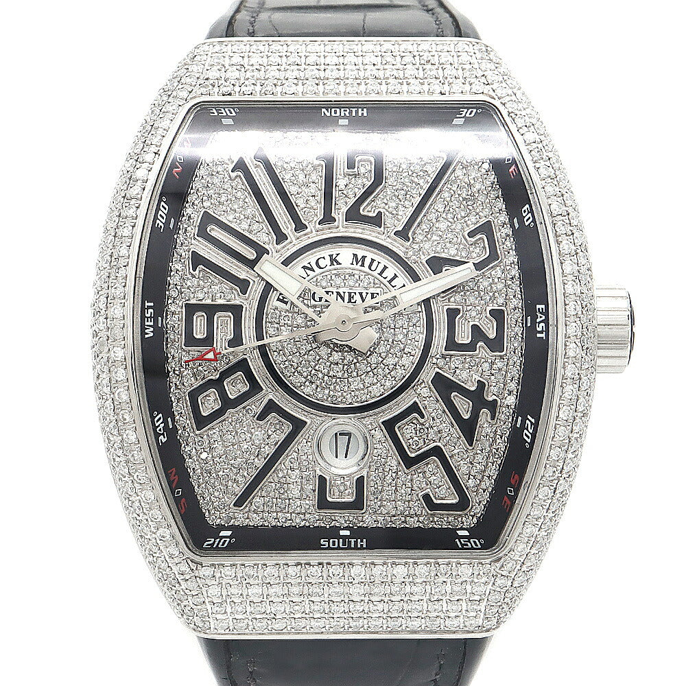 FRANCK MULLER フランクミュラー ヴァンガード ダイヤベゼル V45SCDT ダイヤモンド ダイヤ文字盤 デイト SS ステンレス アフターダイヤ メンズ 自動巻き【6ヶ月保証】【中古】【腕時計】
