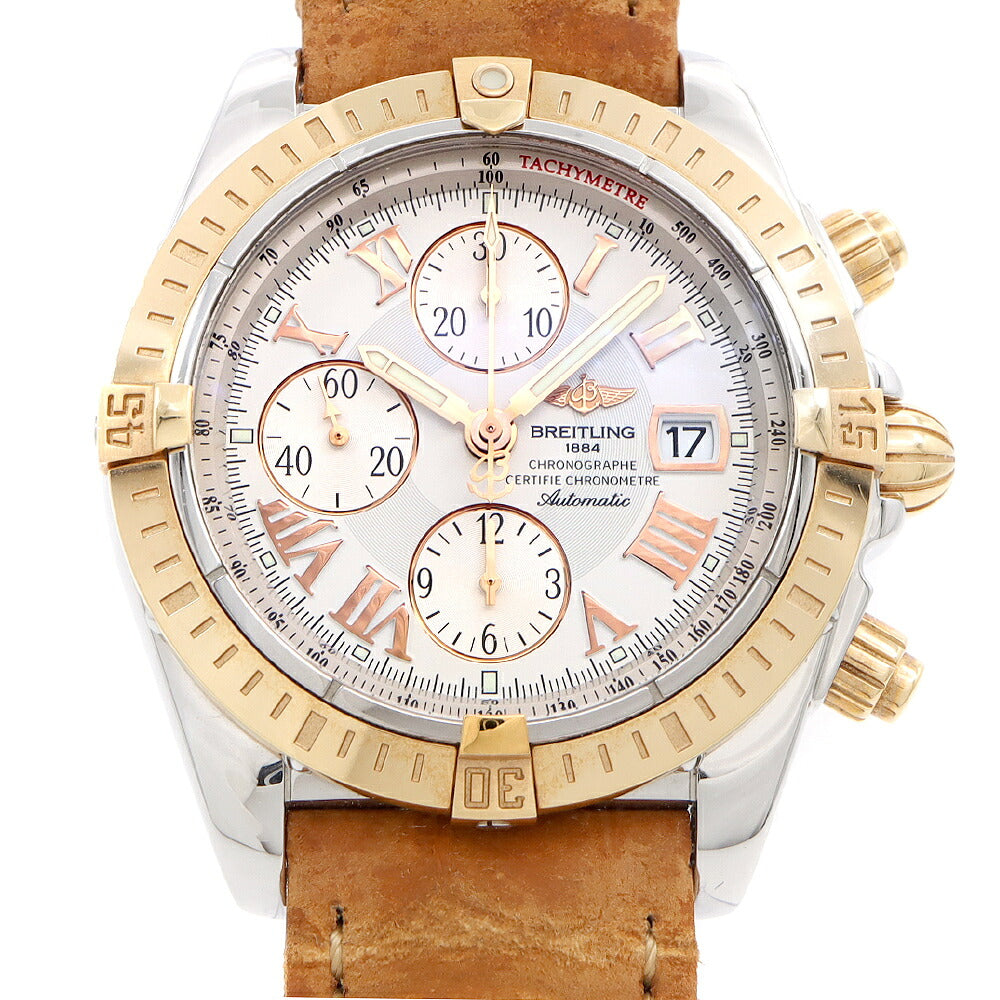 内部点検済 BREITLING ブライトリング クロノマット エボリューション C13356 C156A19PAC クロノグラフ デイト 300m防水 白 ホワイト RG ローズゴールド SS ステンレス コンビ 純正尾錠 メンズ 自動巻き【6ヶ月保証】【腕時計】【中古】