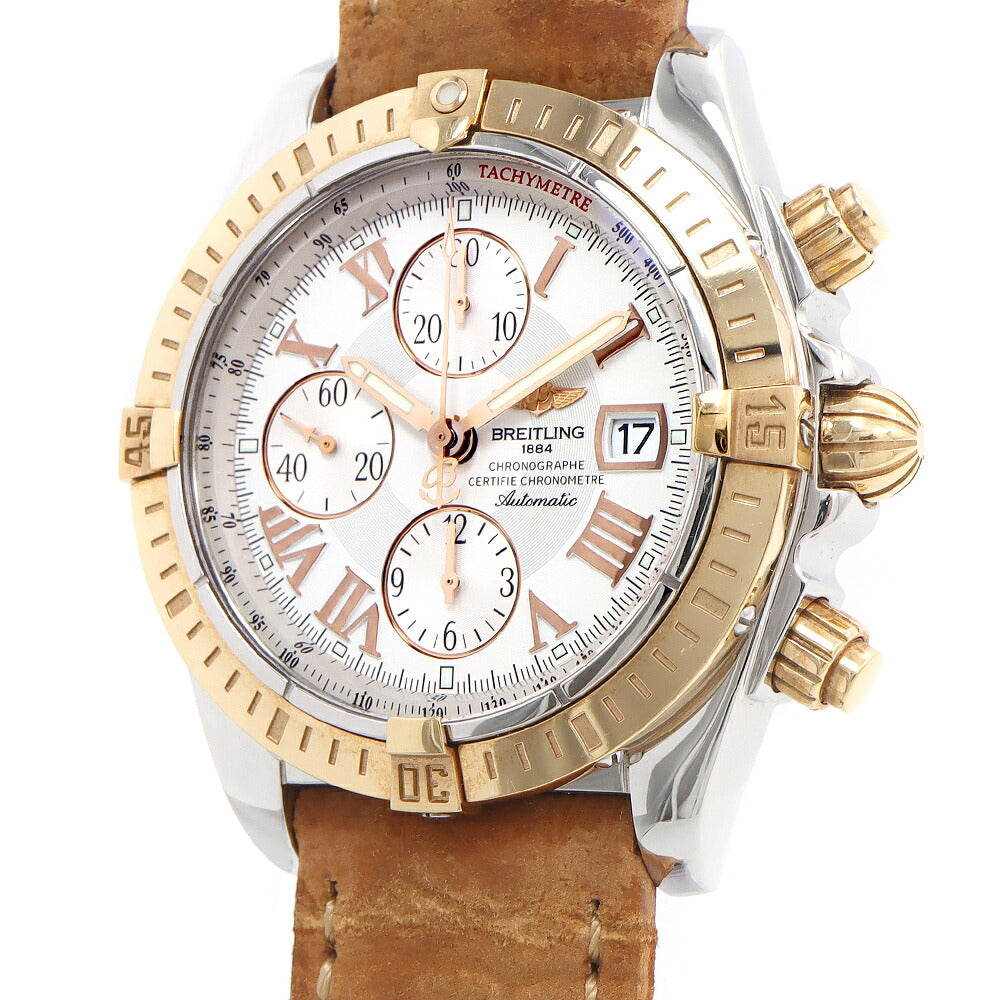 内部点検済 BREITLING ブライトリング クロノマット エボリューション C13356 C156A19PAC クロノグラフ デイト 300m防水 白 ホワイト RG ローズゴールド SS ステンレス コンビ 純正尾錠 メンズ 自動巻き【6ヶ月保証】【腕時計】【中古】