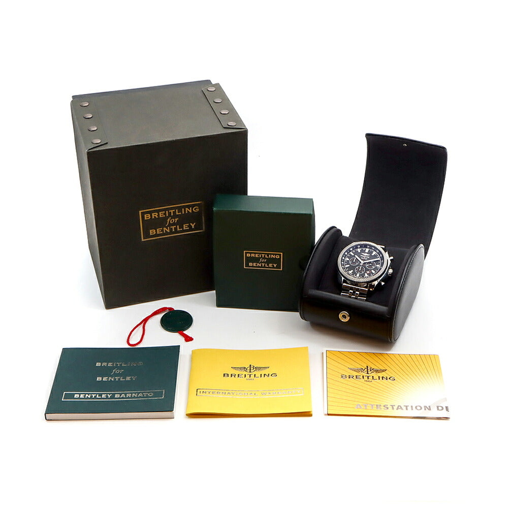 BREITLING ブライトリング ベントレー バーナート クロノグラフ A25368 デイト 100m防水 裏スケ 黒 ブラック SS ステンレス メンズ 自動巻き【自社保証6ヶ月】【腕時計】【中古】
