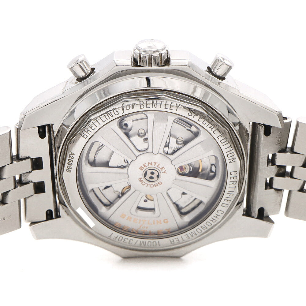 BREITLING ブライトリング ベントレー バーナート クロノグラフ A25368 デイト 100m防水 裏スケ 黒 ブラック SS ステンレス メンズ 自動巻き【自社保証6ヶ月】【腕時計】【中古】