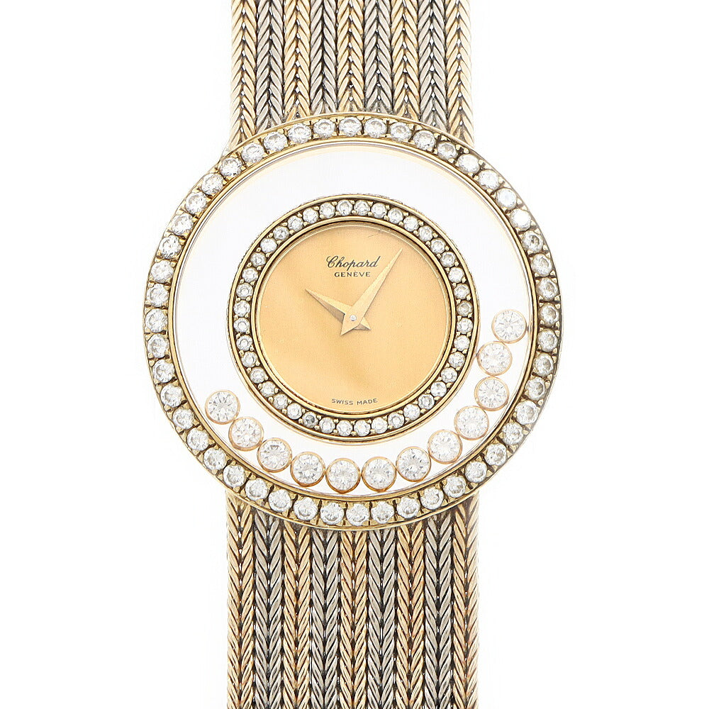 電池交換済 Chopard ショパール ハッピーダイヤモンド 1159 ダイヤモンド 12Pムービングダイヤ ゴールド K18WG ホワイトゴールド K18YG イエローゴールド コンビ レディース クォーツ【6ヶ月保証】【腕時計】【中古】