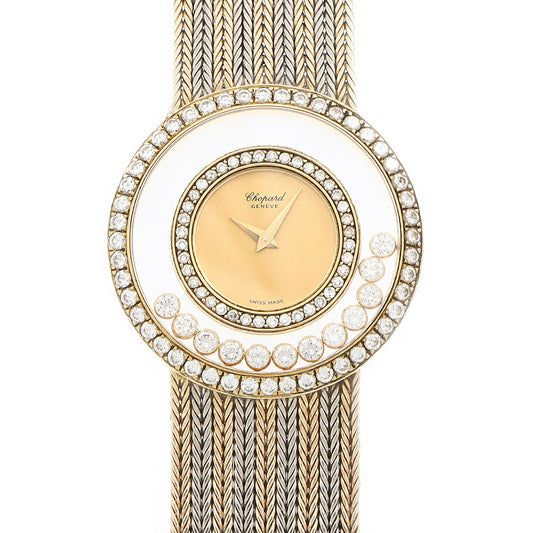 電池交換済 Chopard ショパール ハッピーダイヤモンド 1159 ダイヤモンド 12Pムービングダイヤ ゴールド K18WG ホワイトゴールド K18YG イエローゴールド コンビ レディース クォーツ【6ヶ月保証】【腕時計】【中古】
