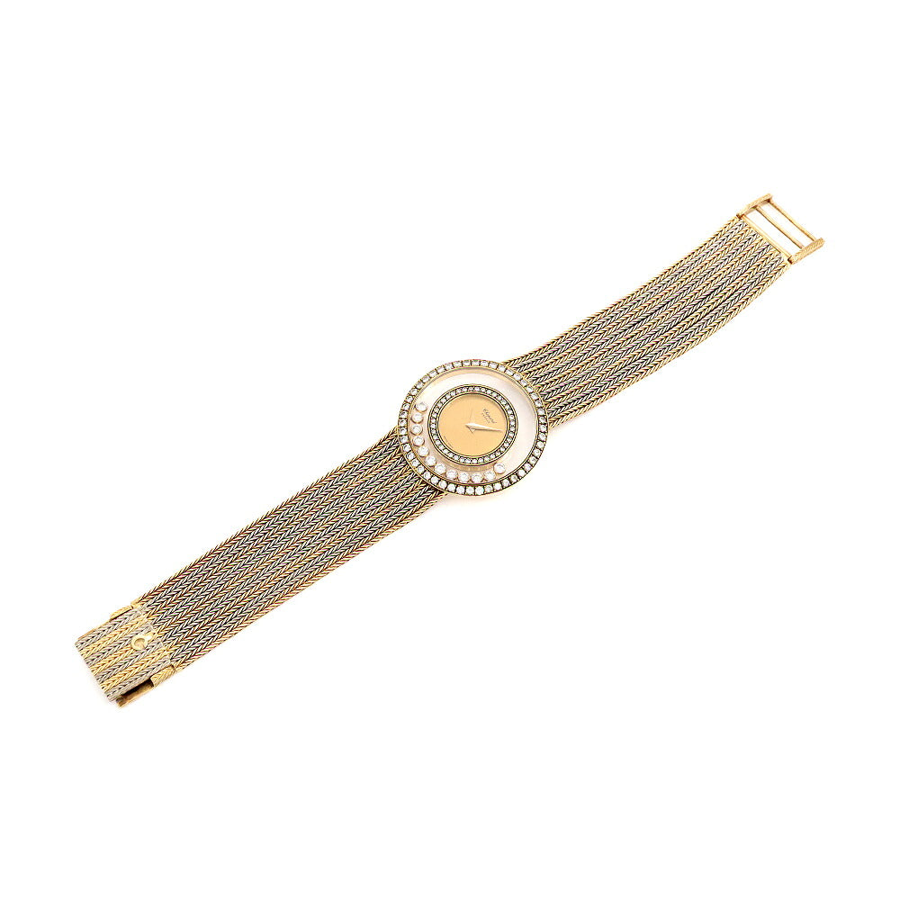 電池交換済 Chopard ショパール ハッピーダイヤモンド 1159 ダイヤモンド 12Pムービングダイヤ ゴールド K18WG ホワイトゴールド K18YG イエローゴールド コンビ レディース クォーツ【6ヶ月保証】【腕時計】【中古】