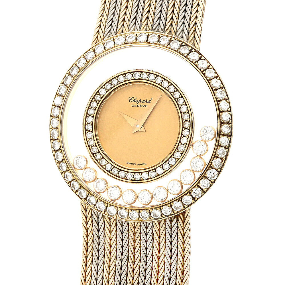 電池交換済 Chopard ショパール ハッピーダイヤモンド 1159 ダイヤモンド 12Pムービングダイヤ ゴールド K18WG ホワイトゴールド K18YG イエローゴールド コンビ レディース クォーツ【6ヶ月保証】【腕時計】【中古】