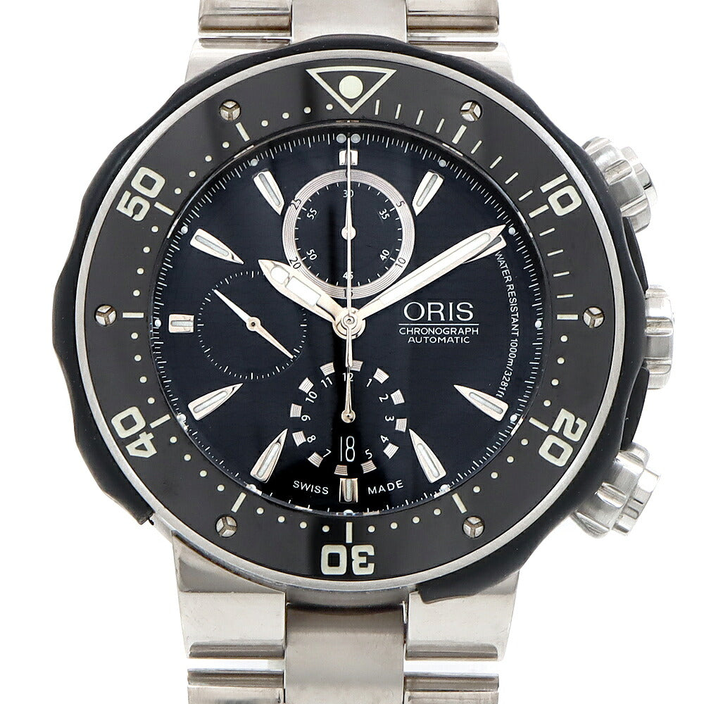 ORIS オリス プロダイバー クロノグラフ 01 674 7630 7154-Set デイト 1000ｍ防水 黒 ブラック Ti チタン CE セラミック メンズ 自動巻き【6ヶ月保証】【腕時計】【中古】